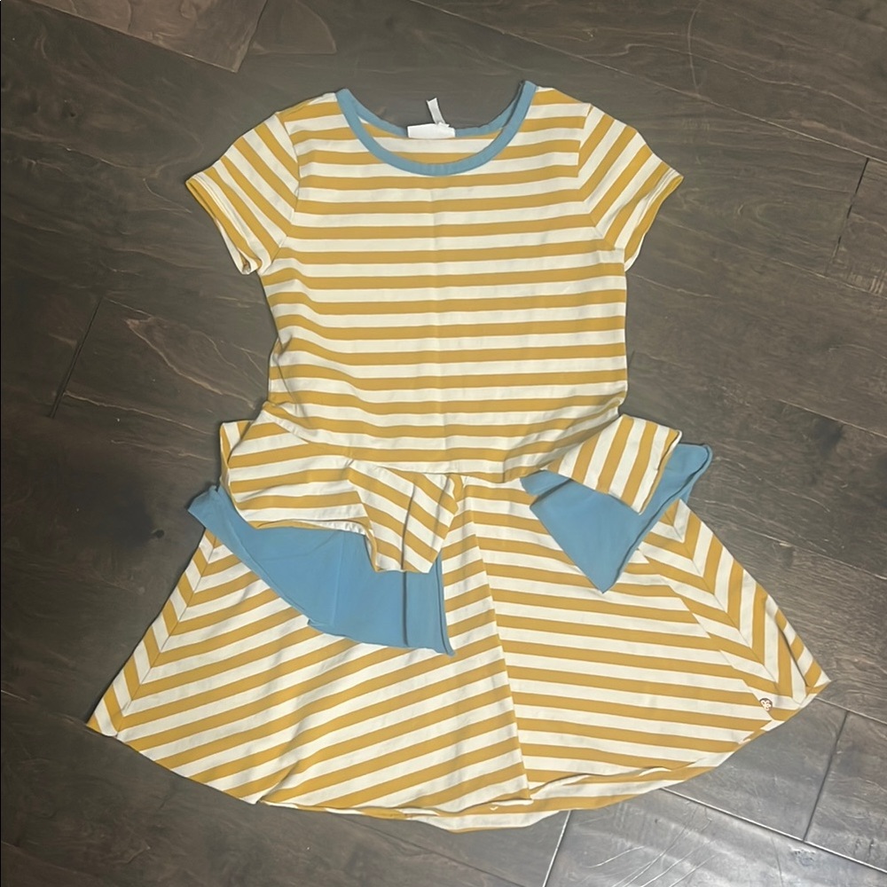 Matilda Jane Striped Yellow and Blue Dress EUC size 8